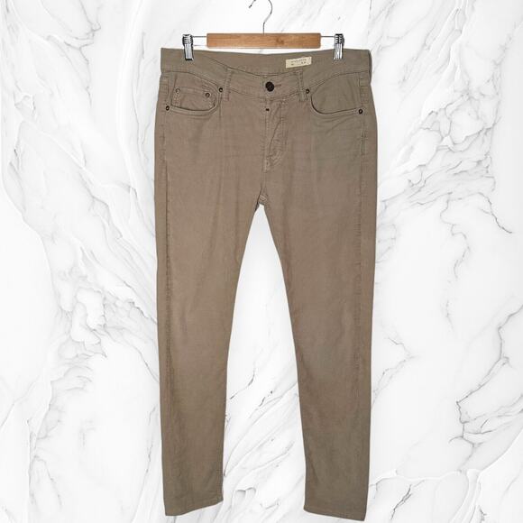 ALLSAINTS Button Fly Corduroy Pants REWORKED Trousers Beige Tan Slim Flat Front - Picture 1 of 11